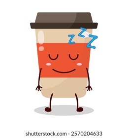 cute sleep expression of coffee cup cartoon character
