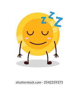 cute sleep expression of coin cartoon character