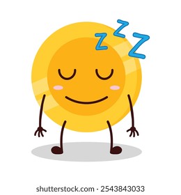 cute sleep expression of coin cartoon character