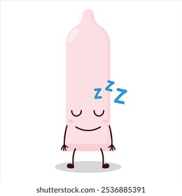 cute sleep expression of condom character