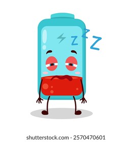 cute sleep expression of empty battery cartoon character
