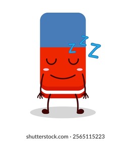 cute sleep expression of eraser cartoon character
