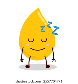 cute sleep expression of gold drop cartoon character