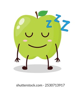 cute sleep expression of green apple cartoon character