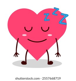 cute sleep expression of heart cartoon character