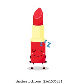 cute sleep expression of lipstick cartoon character
