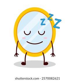 cute sleep expression of mirror cartoon character
