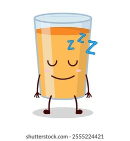 cute sleep expression of orange juice cartoon character