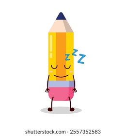 cute sleep expression of pencil cartoon character