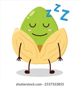 cute sleep expression of pistachio character