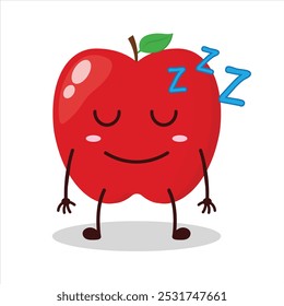 cute sleep expression of red apple cartoon character