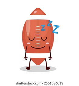 cute sleep expression of rugby ball cartoon character
