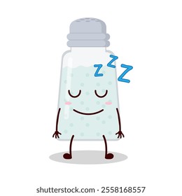 cute sleep expression of salt cartoon character
