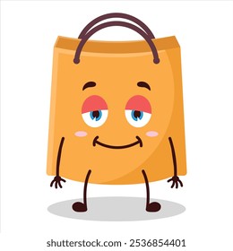 cute sleep expression of shopping bag character