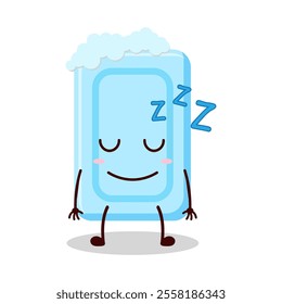 cute sleep expression of soap cartoon character
