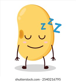 cute sleep expression of soy bean character