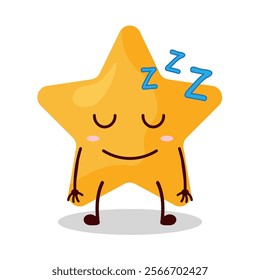 cute sleep expression of star cartoon character
