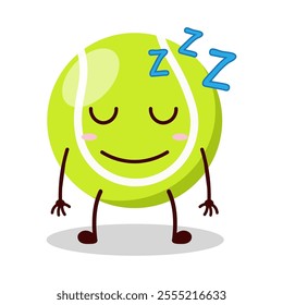 cute sleep expression of tennis ball character