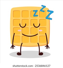 cute sleep expression of waffle character