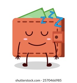 cute sleep expression of wallet cartoon character
