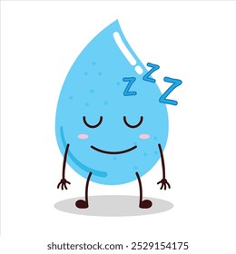 cute sleep expression of water drop cartoon character