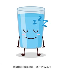 cute sleep expression of water in glass cartoon character