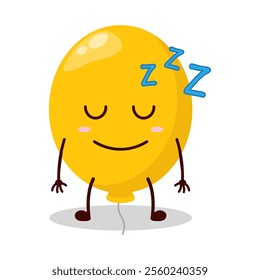 cute sleep expression of yellow balloon cartoon character
