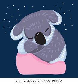 cute sleep koala illustration vector