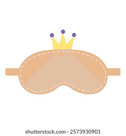 Cute sleep mask with crown. Eye mask. Night rest accessory. Vector flat illustration