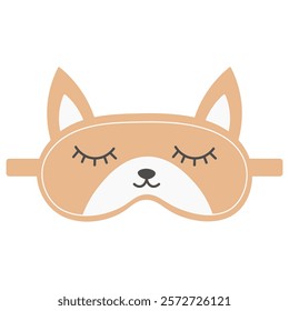 Cute sleep mask with dog ears. Eye mask. Night rest accessory. Vector flat illustration