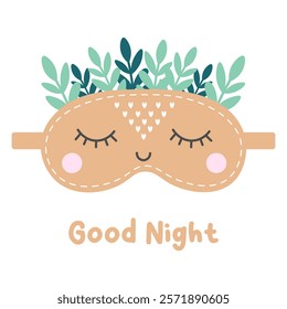 Cute sleep mask. Eye mask. Accessory for night relaxation. Vector flat illustration