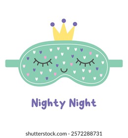 Cute sleep mask. Eye mask. Accessory for night relaxation. Vector flat illustration