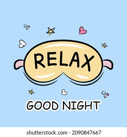 Cute sleep mask. Good night postcard.