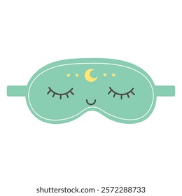 Cute sleep mask with moon. Eye mask. Night rest accessory. Vector flat illustration