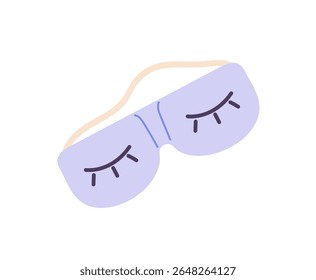 Máscara de sono bonita para descansar. Máscara de sono para cobrir os olhos enquanto dorme, venda à noite. Acessório noturno para cego durante o sonho, cochilo, sono. Ilustração de vetor isolado plano sobre fundo branco