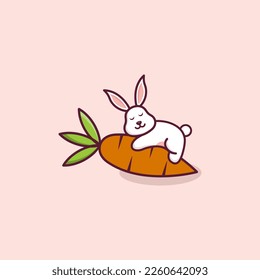 Cute Sleep Rabbit Logo Design