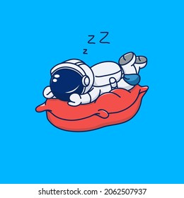 cute sleeping astronaut character vector design