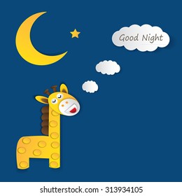 cute sleeping baby giraffe vector image