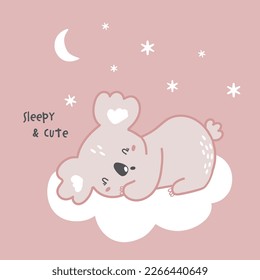 cute sleeping baby koala vector