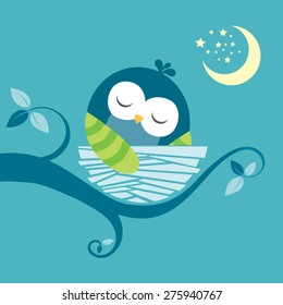 cute sleeping baby owl vector image