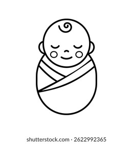 Cute Sleeping Baby in Swaddle Blanket Illustration