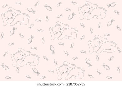 Cute sleeping banny. Funny background of a sleeping rabbit. Banny's Baby
