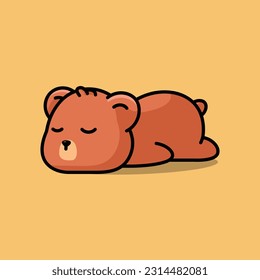 Cute sleeping bear cartoon illustration vector icon