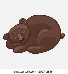 Cute Sleeping Bear Cub, Forest Animal Lying And Resting, Cartoon, Stylized Vector Graphics