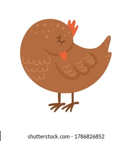 Cute sleeping bird. Vector autumn character isolated on white background. Fall season woodland animal icon for print, sticker, postcard.  Funny forest illustration.
