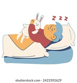 Cute sleeping boy vector cartoon illustration isolated on a white background.