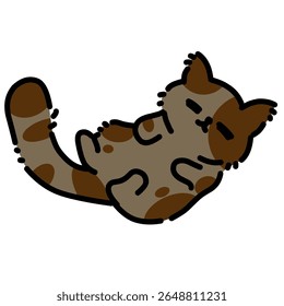 Cute sleeping brown cat cartoon simple illustration 