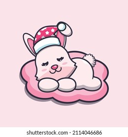 Cute sleeping bunny cartoon mascot illustration