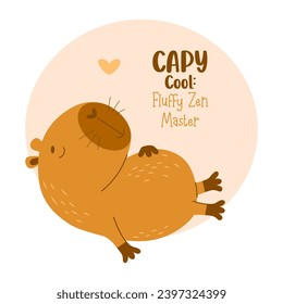 Cute sleeping capybara animal rests and relaxes. Vector illustration in flat style. Funny animal capibara character rodent for cards, design, print, kids collection