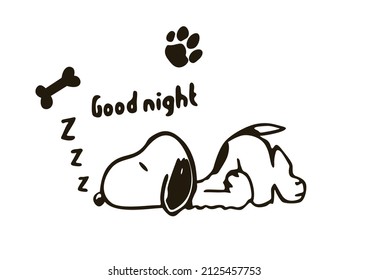 Cute Sleeping Cartoon Dog Wall Stickers